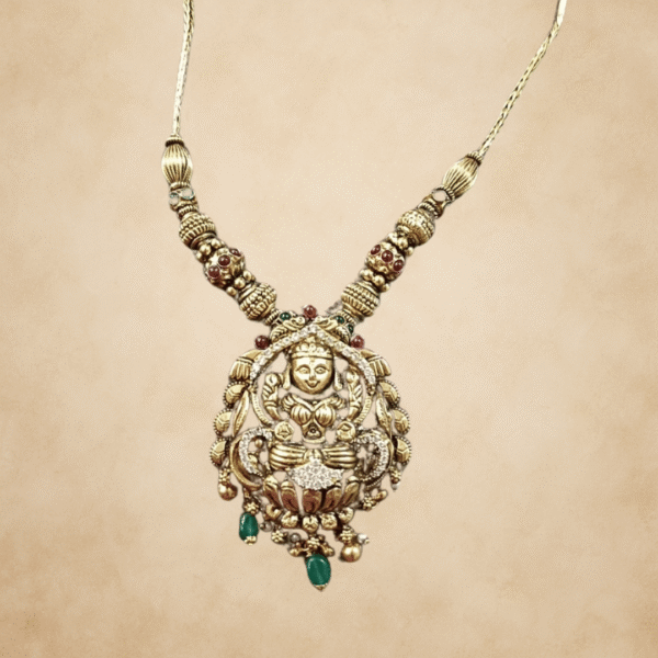 Lakshmi Oval Temple Pendant Necklace