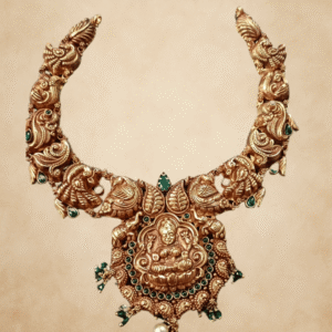 Goddess Lakshmi Emerald Temple Necklace